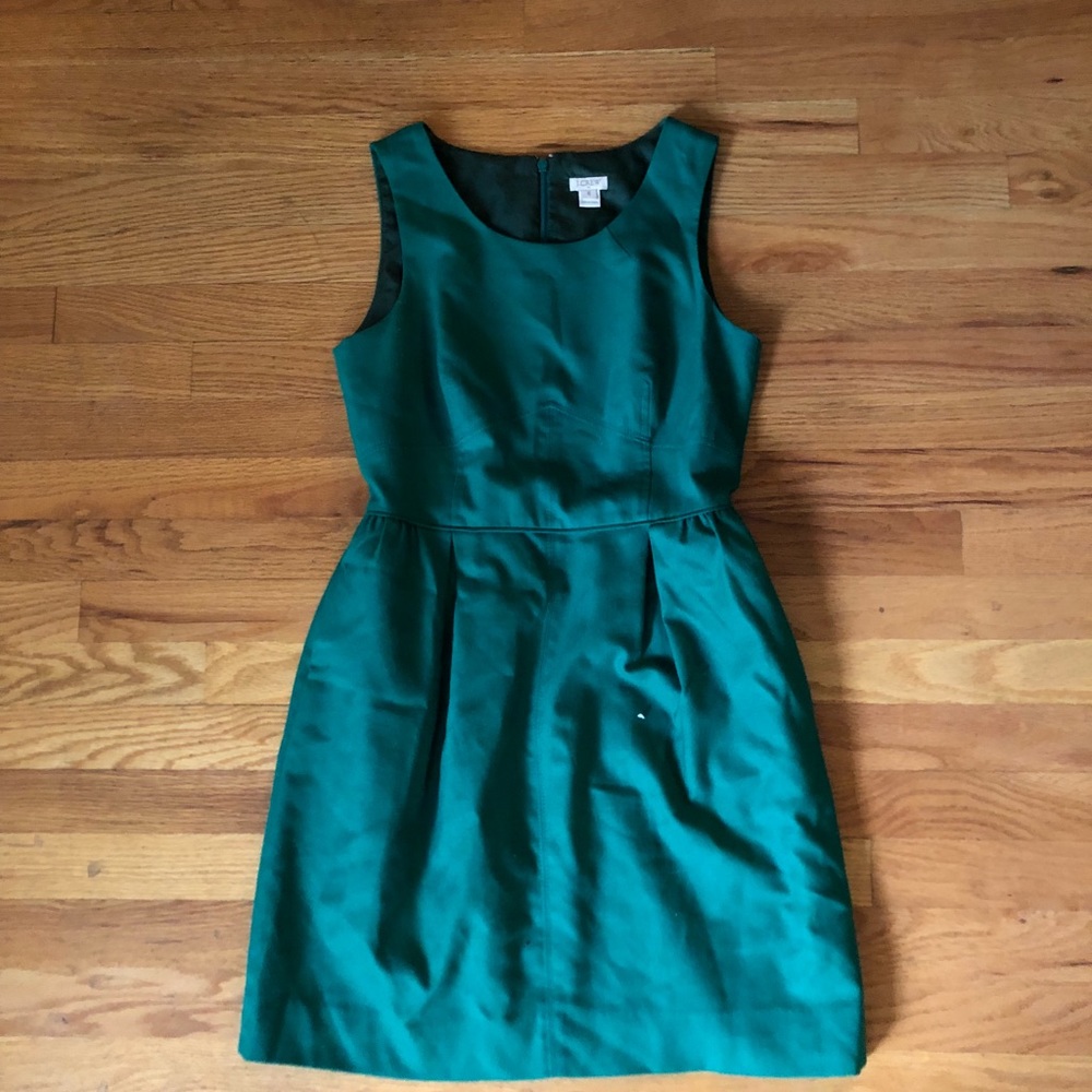 Green jcrew a line dress